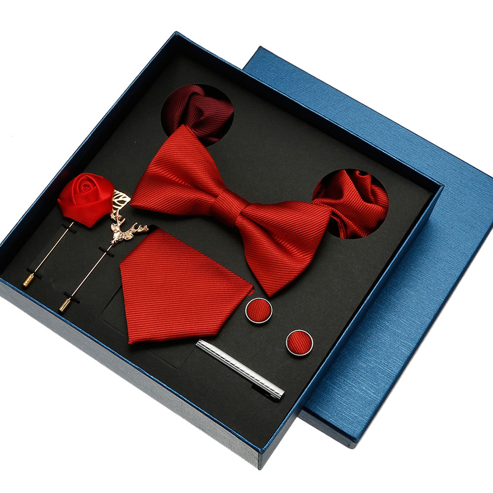 Neck Tie Set Box - Erkekler için düz kravat seti düz